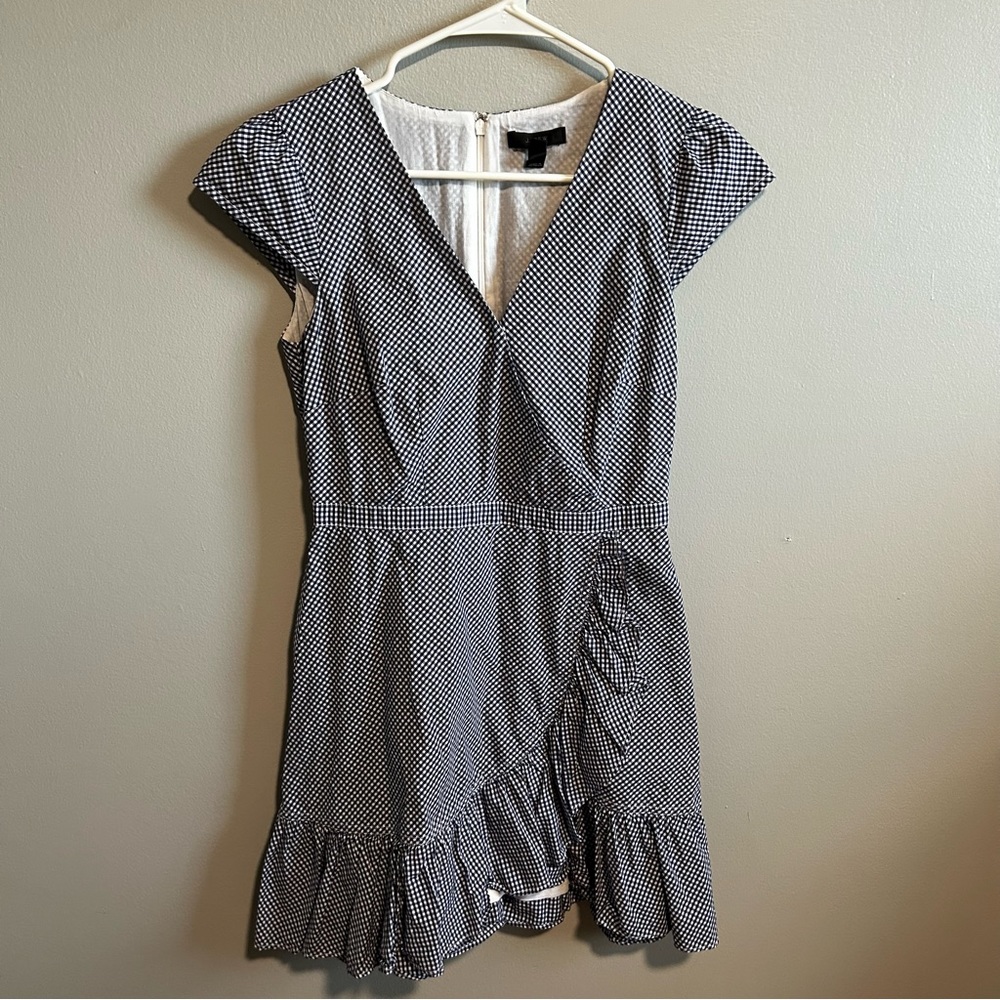 J. Crew Blue & White Gingham Mini Dress-2P